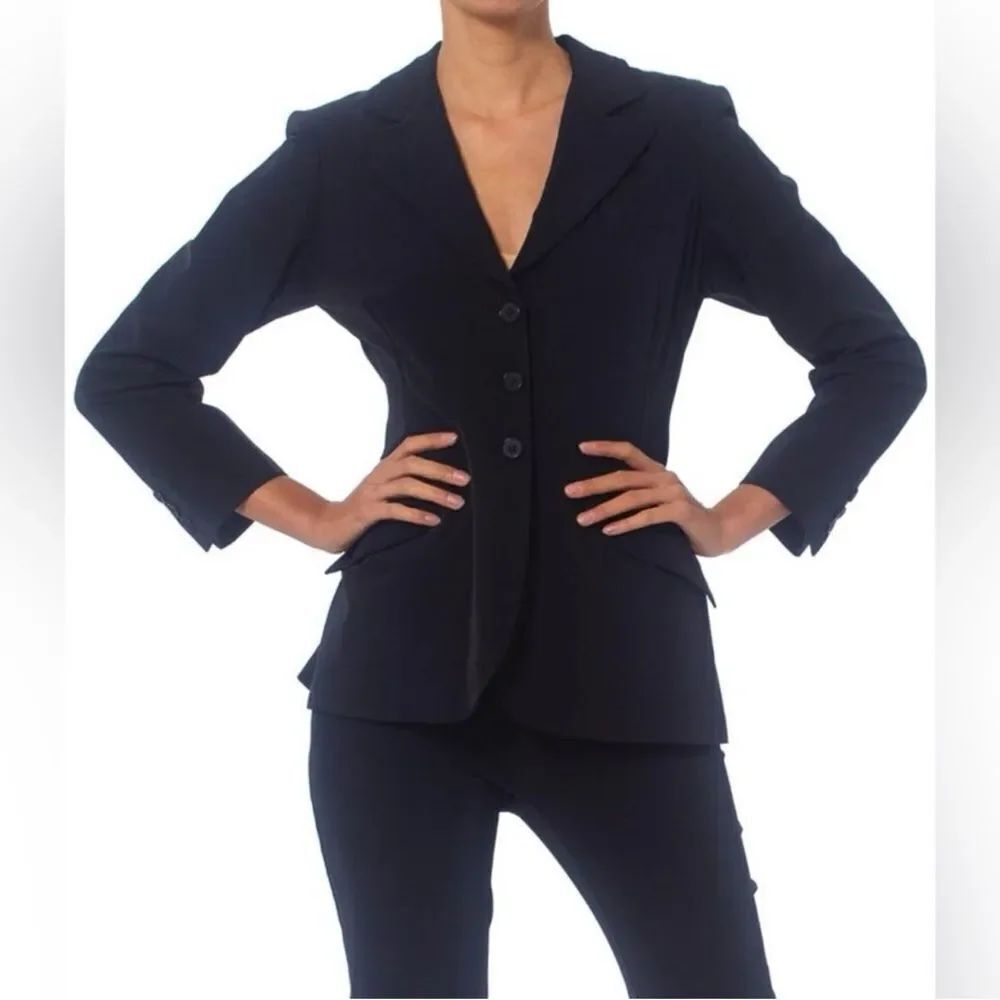 Norma Kamali Black Tailored Single Breast Three-Button Blazer